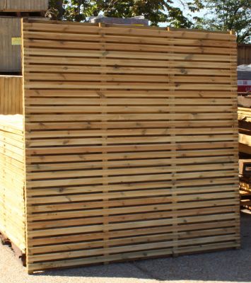 6ft Double Slatted Fence Panel (1800 x 1800mm) - Pressure Treated Green Timber