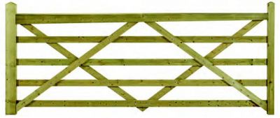 Somerfield 12' Wide Green Softwood Treated 5 Bar PAR Gate L/H