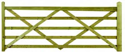Somerfield 12' Wide Green Softwood Treated 5 Bar PAR Gate R/H