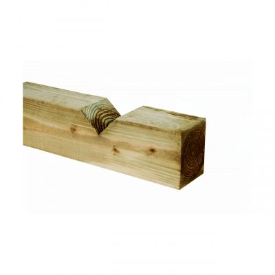 8ft 3 V Notched Contractor Fence Post (100 X 125 X 2400mm) - UC3 Pressure Treated Timber